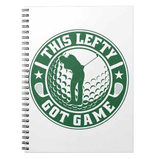 Grappige linkshandige golfspeler notitieboek (Voorkant)