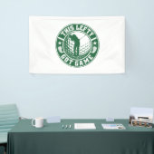 Grappige linkshandige golfspeler spandoek (Beurs)