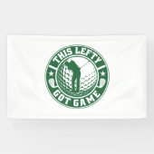 Grappige linkshandige golfspeler spandoek (Horizontaal)