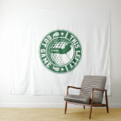 Grappige linkshandige golfspeler wandkleed (In Situ (horizontaal))