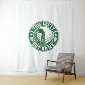 Grappige linkshandige golfspeler wandkleed (In situ)