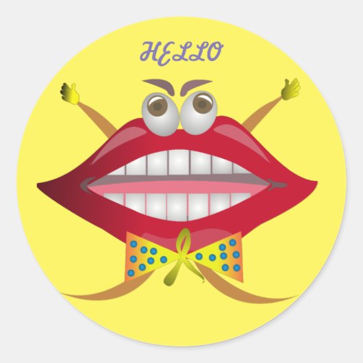 Grappige Lip gele sticker (Voorkant)