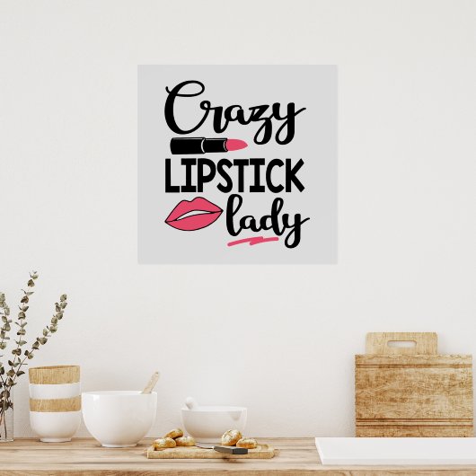 grappige lippenstift-dame make-up-artiest poster (Keuken)