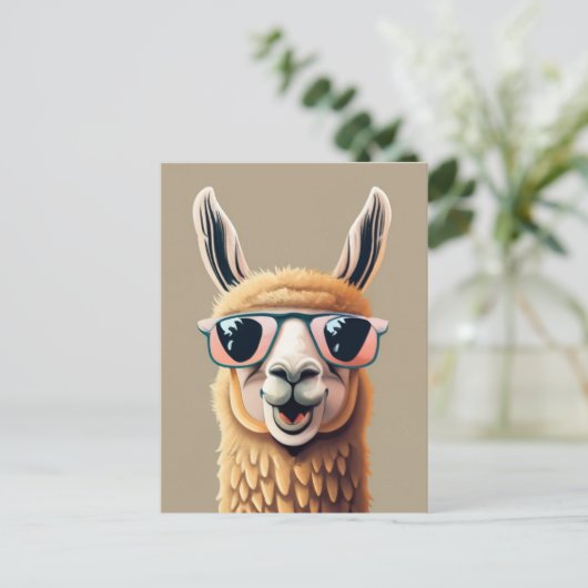 Grappige Llama Alpaca Leuke Dieren bril Briefkaart (Staand voorkant)