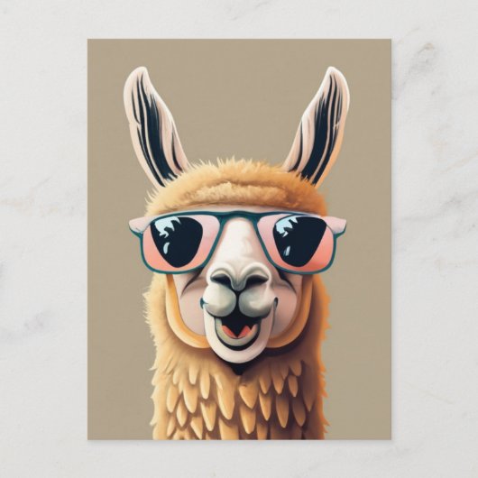 Grappige Llama Alpaca Leuke Dieren bril Briefkaart (Voorkant)