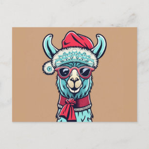Grappige Llama Alpaca Leuke Dieren Santa Hoed Briefkaart