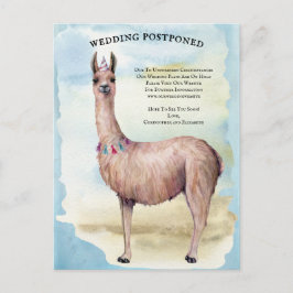 Grappige Llama Blauwe Bruiloft Uitgestelde Datum V Briefkaart