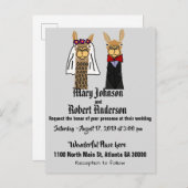 Grappige Llama bruid en bruidegom bruiloft uitnodi Uitnodiging Briefkaart (Voorkant / Achterkant)