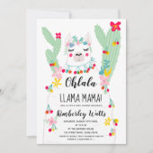 Grappige llama cactus illustratie fiesta baby show kaart (Voorkant)