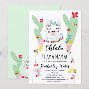 Grappige llama cactus illustratie fiesta baby show kaart