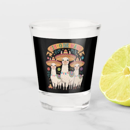 Grappige Llama Cinco De Mayo Feestfeest Partij Shot Glas (Voorkant)