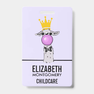 Grappige Llama Illustratie Blaast een Roze Bubbel Badge