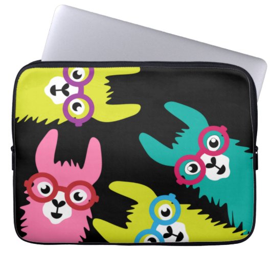 Grappige Llama Kleurrijke Camelid Laptop Sleeve (Voorkant)