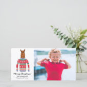 Grappige Llama Lelijke Kersttrui Custom Foto Feestdagenkaart (Staand voorkant)