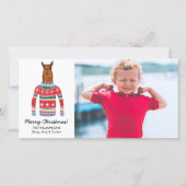 Grappige Llama Lelijke Kersttrui Custom Foto Feestdagenkaart (Voorkant)