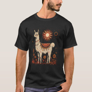 Grappige Llama Liefhebber Boho Llama Zon Maan Ster T-shirt