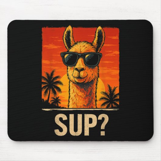 Grappige Llama Sup Meme Sunset Beach Cool Animal M Muismat (Voorkant)
