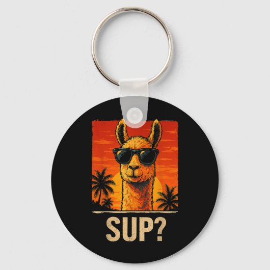 Grappige Llama Sup Meme Sunset Beach Cool Animal M Sleutelhanger (Voorkant)