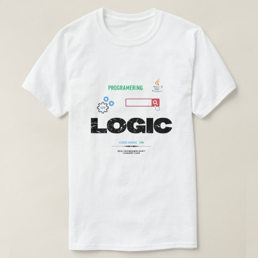 Grappige Logische Code Modus Aan Programmeren T-shirt (Design voorkant)