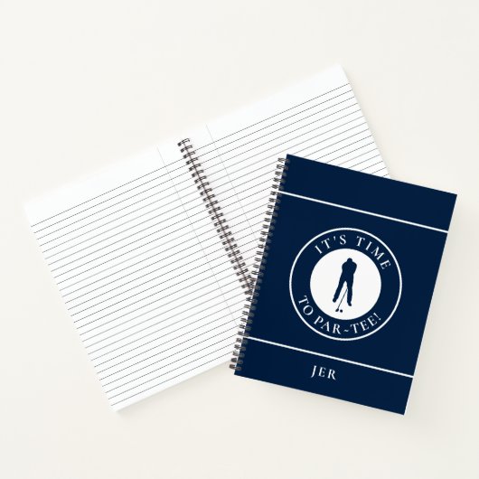 Grappige logogegraveerde golf log – Par Tee blauwe Notitieboek (Binnen)
