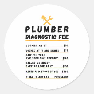 Grappige loodgieter diagnosekosten ronde sticker
