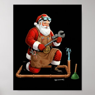 Grappige Loodgieter Kerstman Kerst Grafiek Poster
