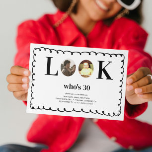 Grappige Look Who's 30 Modern 2 Foto's 30ste Verja Kaart
