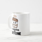 Grappige 'Lopen Op Cafeïne' Koffiemok Sarcastisch (Voorkant links)