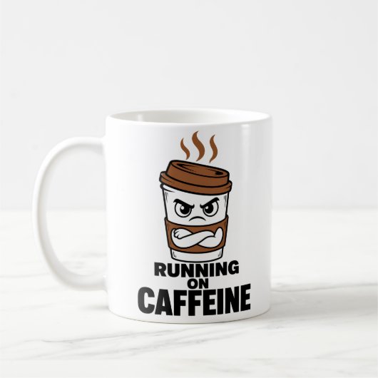 Grappige 'Lopen Op Cafeïne' Koffiemok Sarcastisch (Links)