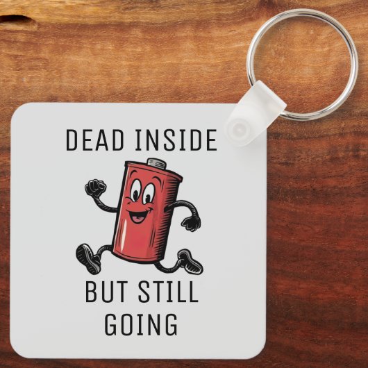 Grappige lopende batterij sleutelhanger (Achterkant)