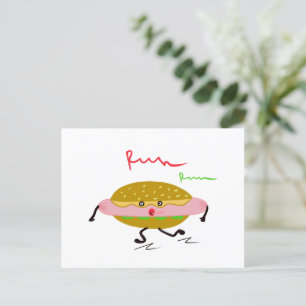 Grappige lopende hotdog briefkaart