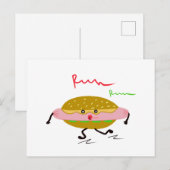 Grappige lopende hotdog briefkaart (Voorkant / Achterkant)