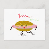 Grappige lopende hotdog briefkaart (Voorkant)