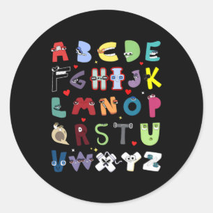 Grappige Lore Alfabet A Tot Z Hi Letter Voor Kinde Ronde Sticker