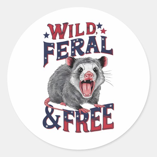 Grappige losgeslagen opossum wilde wilde wilde wil ronde sticker (Voorkant)