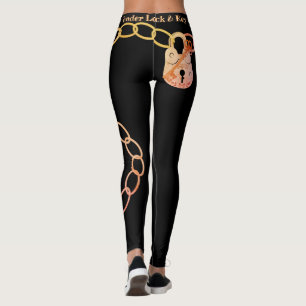 Grappige Love Lock Key Quote Chainlink Zwart Leggings