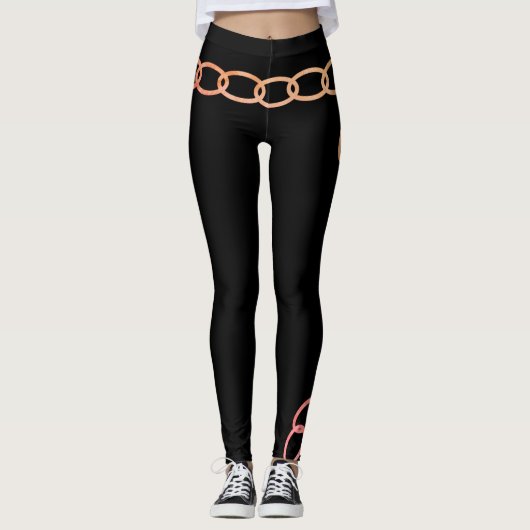 Grappige Love Lock Key Quote Chainlink Zwart Leggings (Voorkant)