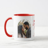 Grappige Love Quote Custom Foto en Namen Rood Mok (Links)
