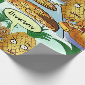 Grappige LTCartoons Ananas Pizza Strip Cadeaupapier (Hoek)