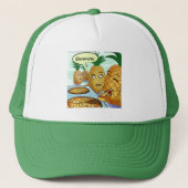 Grappige LTCartoons Ananas Pizza Strip Trucker Pet (Voorkant)