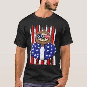 Grappige luiaard 4 juli Merica Vierde van Patriott T-shirt