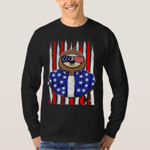Grappige luiaard 4 juli Merica Vierde van Patriott T-shirt