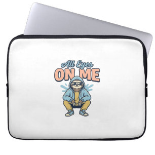 Grappige luiaard Alle ogen op mij Vintage vectoron Laptop Sleeve