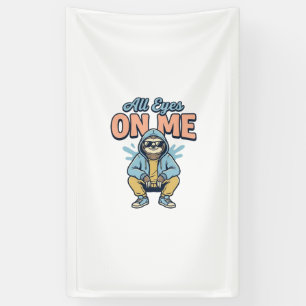 Grappige luiaard Alle ogen op mij Vintage vectoron Spandoek