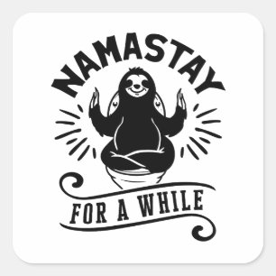 Grappige Luiaard Badkamer Humor Namastay Vierkante Sticker