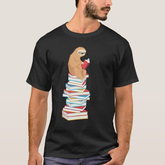 Grappige luiaard boek lezen school leraar student  t-shirt (Voorkant)