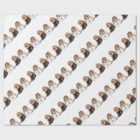 Grappige luiaard bruid en bruidegom bruiloft cadeaupapier (Vlak)