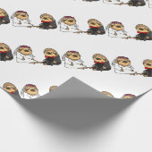 Grappige luiaard bruid en bruidegom bruiloft cadeaupapier (Hoek)