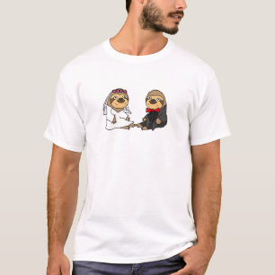 Grappige luiaard bruid en bruidegom bruiloft t-shirt