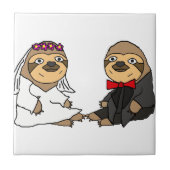 Grappige luiaard bruid en bruidegom bruiloft tegeltje (Voorkant)